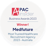 PAC Insider Business Awards 2023 - Winner! Medfuture Most Trusted Healthcare Recruitment Agency 2023 - Australia